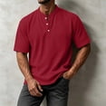thumbnail image 2 of akafmk Mens Waffle Shirts Short Sleeve Crewneck T-shirts Button Front Sporty Daily Wear Summer Casual Shirts, Size M, 2 of 8