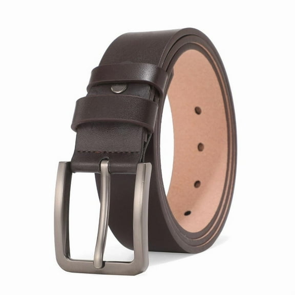 Zhuge 110cm 1.5" Width Men’s Genuine Leather Belt, Versatile Dress & Casual Leather Belt for Men, Durable Daily Wear & Formal Occasions Accessory, Brown C
