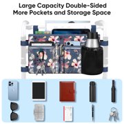 FINPAC Large Walker Tote Bag with Cup Holder, Folding Walker Attachment Hands-Free Storage Basket Mobility Aid Accessory Pouch for Elderly, Senior, Blooming Hibiscus