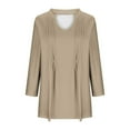 thumbnail image 7 of Diufon Womens 3/4 Sleeve Tops Business Casual Blouses V Neck Pleated Shirts Solid Color Dressy Tunic Tops, 7 of 7