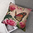 thumbnail image 7 of nygtbtfer  Flower Decor Butterfly Fliying on The Pink Rose Square Throw Waist Pillow Case Decorative Cushion Cover Pillowcase Sofa 24x24in, 7 of 7