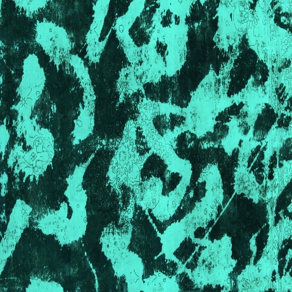 Ahgly Company Indoor Square Abstract Turquoise Blue Modern Area Rugs, 5' Square