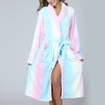 thumbnail image 2 of XIAONU Womens Plush Robe Relaxed Fit Geometric Print Sleepwear Warm Stylish Loungewear Gown, 2 of 7