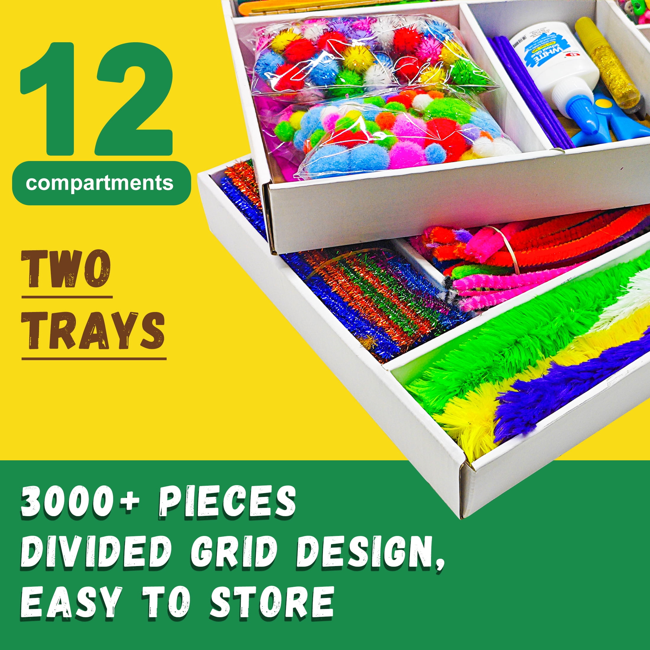 Arts & Crafts Supplies Kits & Materials Set for Kids, 3000+Pcs Arts and Crafts Supplies for Kids, DIY School Supplies Set for Girls Boys