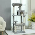 thumbnail image 3 of Pefilos Cat Condo for Indoor Cats wall Multi-Level Cat Tree House for Large Cats Sturdy Cat Tree Tower for Adult Cats Hammock and Condo for Cats, Gray, 3 of 10