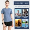 thumbnail image 2 of Camiseta de yoga para mujer, camisetas de manga corta con cuello redondo, dobladillo dividido, ahuec Abanopi Camiseta de yoga para mujer, 2 of 7