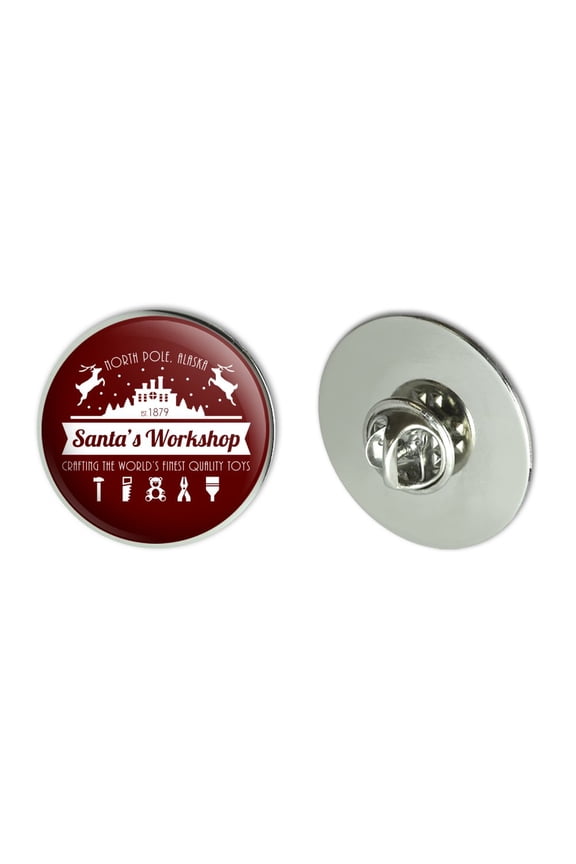 Santa's Workshop Logo Christmas Toys North Pole Alaska Metal 1.1" Tie Tack Hat Lapel Pin Pinback