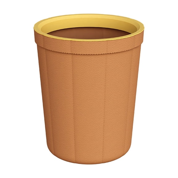 KQJQS Faux Leather Trash Can with Pressure Ring - 9L Large Capacity Open Top Waste Bin for Kitchen Bathroom Office, Anti-Slip Garbage Bag Holder