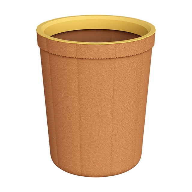 Trash Can for Bathroom Trash Can for Bedroom Plain Pressure Ring Trash Can Imitation Leather Bedroom and Bathroom Large Capacity Open Uncovered Kitchen Trash Can Commercial Office Wasteba