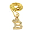 thumbnail image 4 of Unique Fashion 21 Stone Filled Small Initial Letter Alphabet B Pendant 2mm 24" Box Chain Necklace in Gold Tone, 4 of 4