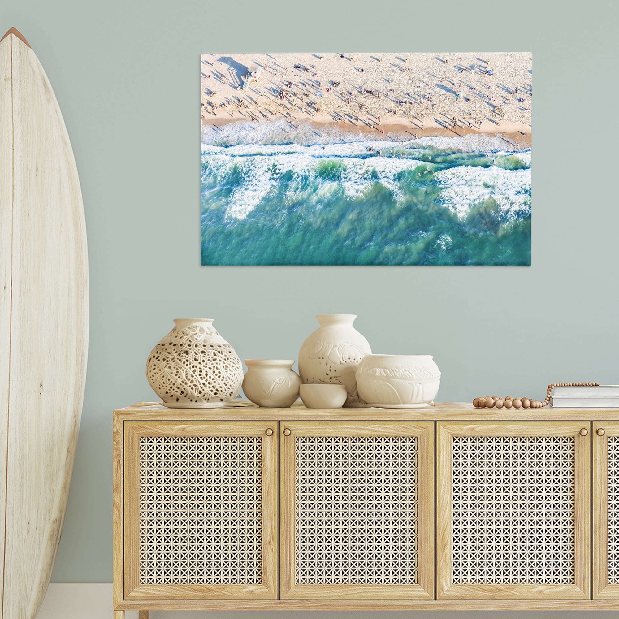 Stupell Industries Aerial Tide Beach Foam Nautical & Beach Photography Wrapped Canvas Art Print Wall Art, 45 x 30