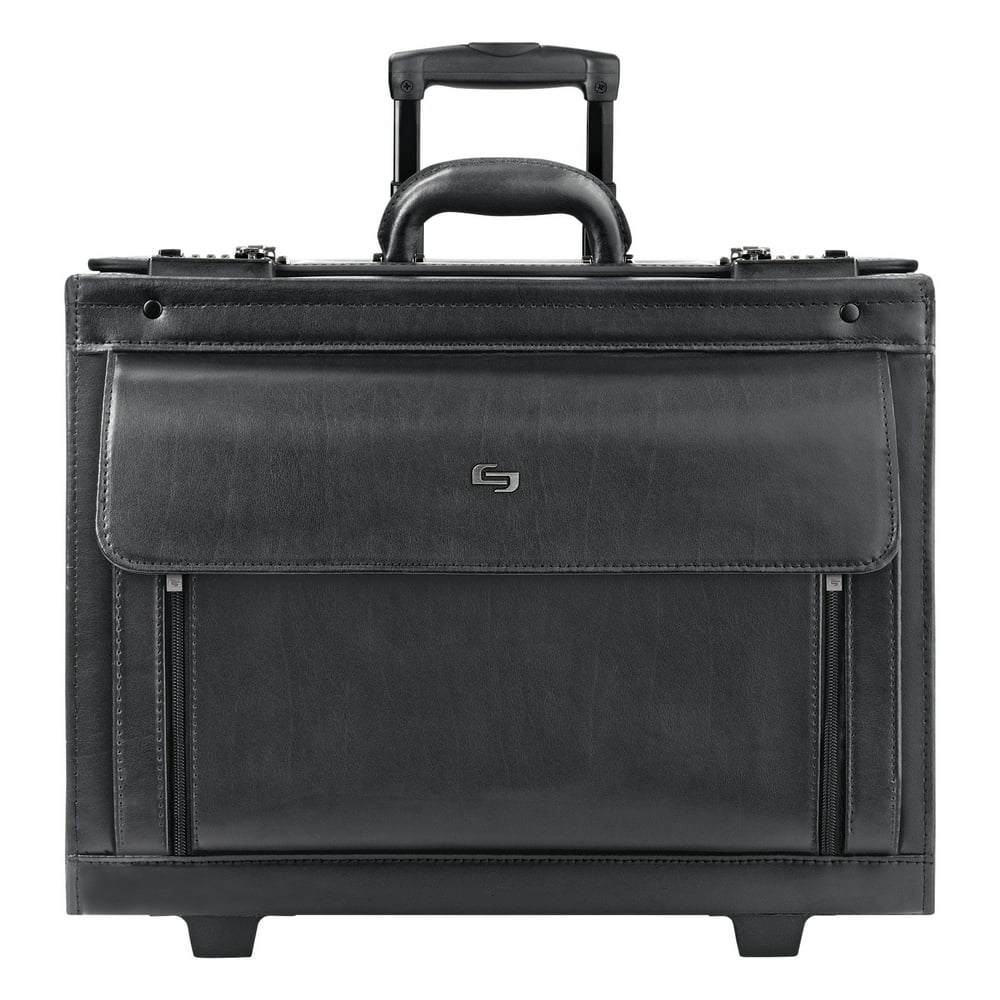 Solo Classic Leather Rolling Catalog Case, 16", 18" x 8 1/5" x 14