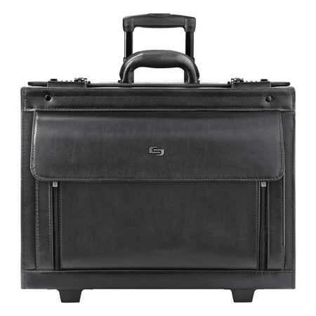 Solo Classic Leather Rolling Catalog Case, 16", 18" x 8 1/5" x 14", Black