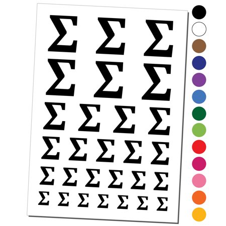 Summation Sigma Sum Math Symbol Water Resistant Temporary Tattoo Set Fake Body Art Collection - Black