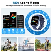 Mingdaln 2025 New 1.85-inch Men Women's Smartwatch with Answer/Make Calls/120+ Sport Modes/Message Reminder, IP68 Waterproof,Fitness Tracker fits for Android iPhone Devices(Blue)