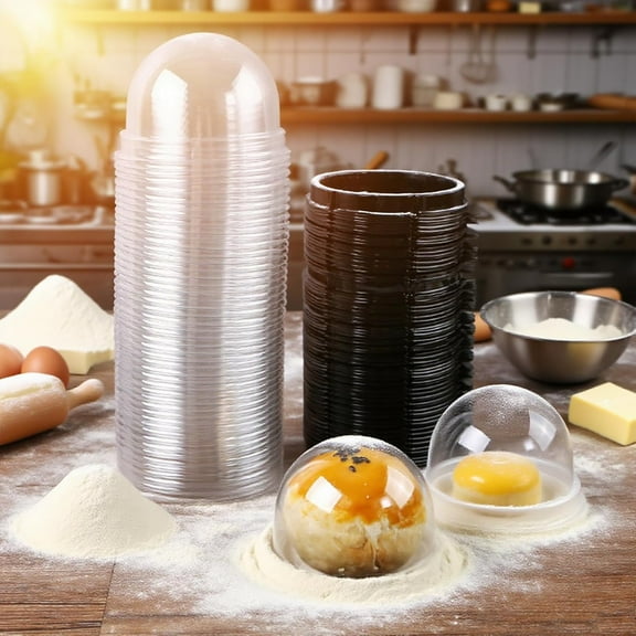 Clear Plastic Mini Cupcake Container,50 PC Desk Pet Containers Mooncake Boxes Muffin Pod Dome Muffin Single Desk Pet Holders Individual Cupcake Containers Plastic Disposable (Black, 50pc)