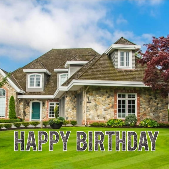 Black Sparkle 24" Tall Happy Birthday Yard Decoration Set - Bebas - 13 Pc Set