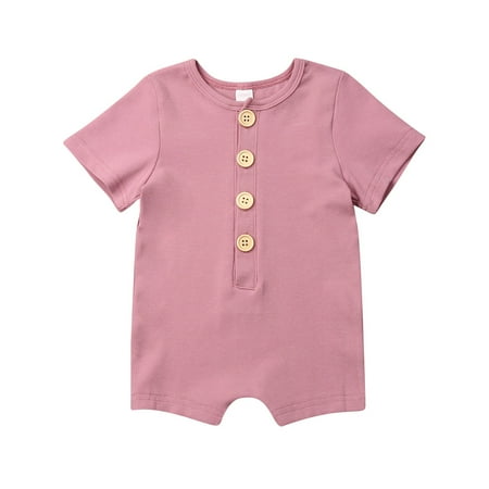 

Pudcoco Baby Girls Boys Short Sleeve Solid Color Playsuit Soft Cotton Romper Outfit Baby Clothes