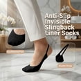 thumbnail image 5 of Women 2 Pairs Sling Liner Socks Low Cut No Show Half Socks Slingback Invisible Non Slip Heel Liner Toe Topper Sock for Heels Flats Pumps Shoes Comfortable Breathable Footwear, Black, 5 of 7