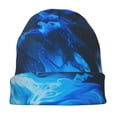 thumbnail image 7 of Xecao Blue Fire Cool Wolf Print Beanie Knitted Hat for Men Women, Winter Fashion Knit Cuffed Caps Unisex, 7 of 7