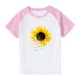 thumbnail image 2 of Feancey T-Shirts Graphiques d'Été pour Garçons, Décontractés, à Imprimé Tournesol, Col Rond, Hauts Raglan à Manches Courtes, T-Shirts Amples pour Enfants Filles Bébé, Liquidation Éclair, Rose, 7 Ans, 2 of 10