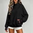 thumbnail image 6 of Women Mock Neck Raglan Sweatshirt Sevevn Long Sleeve Side Pocket Solid Oversized Casual Pullover Tops, 6 of 9