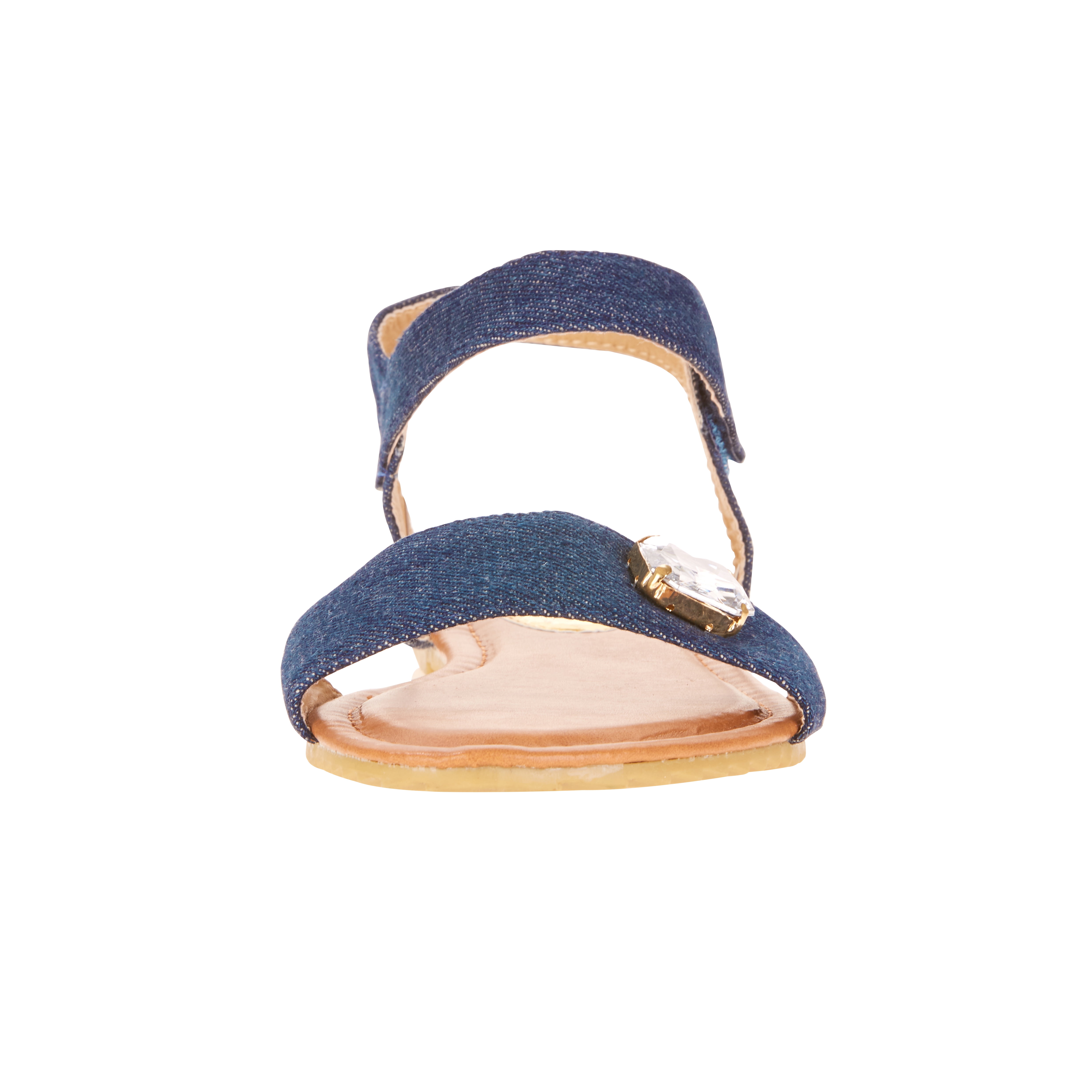 Victoria K Women's Rhinestone Embellished Denim Fashion Sandal