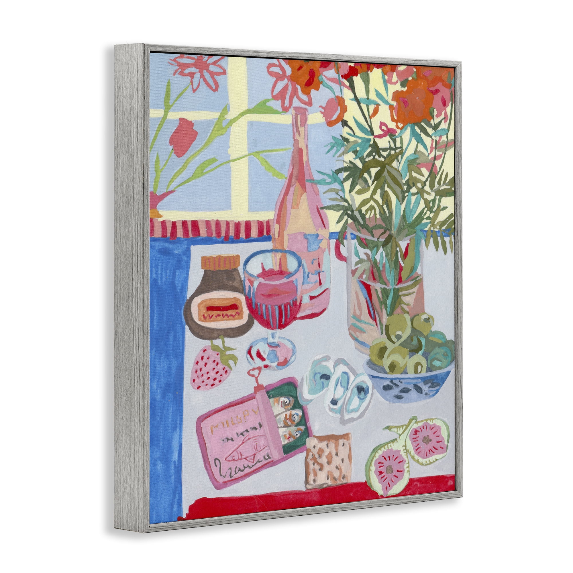 Stupell Industries Red & Blue Table Setting Gray Framed Giclee Art, design by Melissa Wang