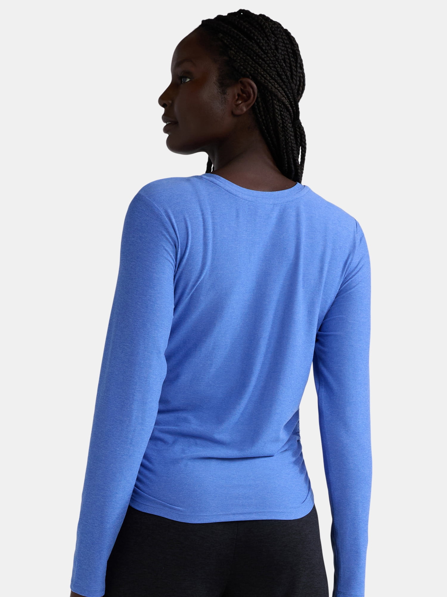Athletic Works Women's and Women's Plus ButterCore Ruched Performance Tee with Long Sleeves, Sizes XS-4X