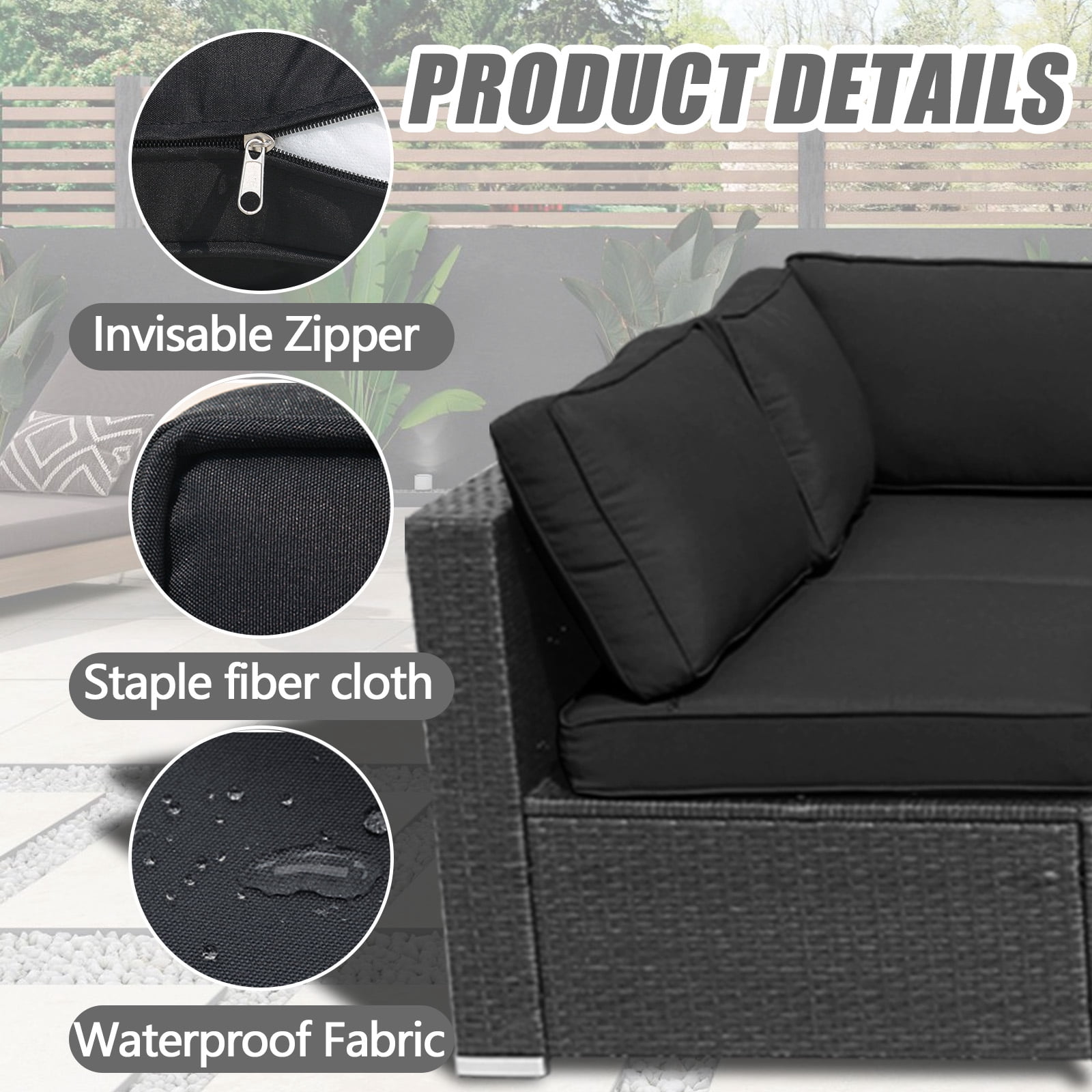 14 Pcs Patio Cushion Covers Replacement Outdoor Couch Cushions Covers Splashproof Sofa Slipcovers Set with Zippers,Patio Furniture Protector, Couch 3 Sizes, Covers Only