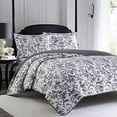 thumbnail image 3 of Laura Ashley Home Amberley Collection Quilt Set 100% Cotton, Breathable & Lightweight, Reversible Bedding, Pre-Washed for Added Softness, King, Black/White, 3 of 10