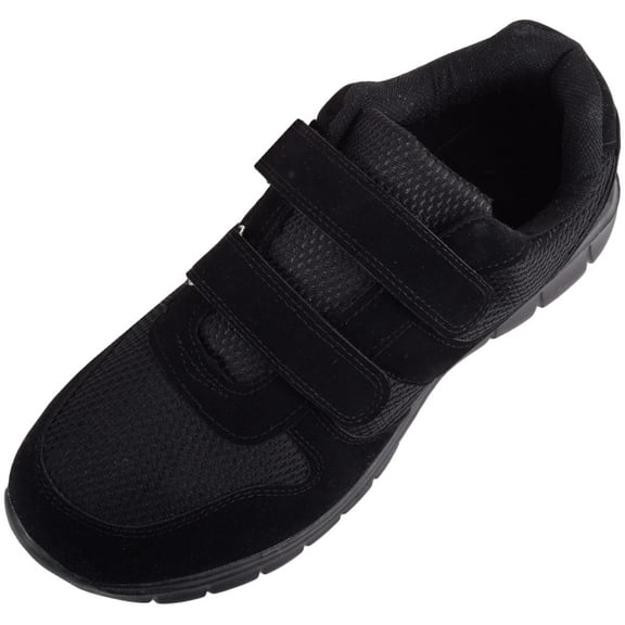 Mens Touch and Close Wide Fit Active Wear Exercise Sports Trainers Sneakers - Black - US 11