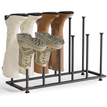 Freestanding Boot Rack Organizer Tall Boots - Black Metal Boot Rack for Dorm Room Closet Entryway Bedroom Patio Outdoor Hallway Black Shoe Storage Fit for 6 Pairs
