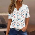 thumbnail image 2 of Drses Womens Tops Summer Casual Striped Color Block Short Sleeve Button V Neck Blouses Spring Dressy Loose Fit T Shirts, 2 of 5