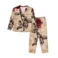 thumbnail image 1 of Balery Vintage Rose Botanical Art Conjunto de Pijama con Estampado para Mujer, Conjunto de Dos Piezas con Manga Larga, Ropa de Dormir Suave con Bolsillos, Pijamas Cómodos-X-Large, 1 of 7