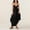 01 Black, variant on Womens Chiffon Halter Maxi Dress Sleeveless Backless Ruffle Tassel Party Club Dresses