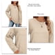 thumbnail image 5 of Sudadera de manga larga empalmada para mujer, Color puro, cuello redondo, Top informal para mujer para otoño invierno albaricoque M, 5 of 6
