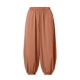 thumbnail image 7 of Plus Size Women's Polyester High Waist Loose Jogger Pants, Breathable Cuffed Ankle Side Pocket Trousers, Relaxed Loungewear Bottoms for Travel Daily Errands | TruHer,Red 2XL, 7 of 7