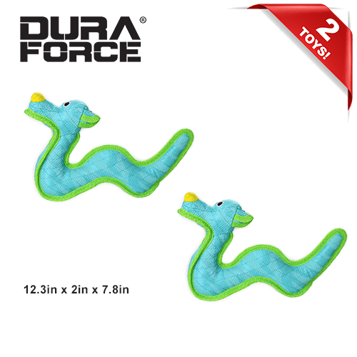 DuraForce Dragon Tiger Blue-Green, 2-Pack, Durable Woven Mesh Fiber Squeaky Dog Toy