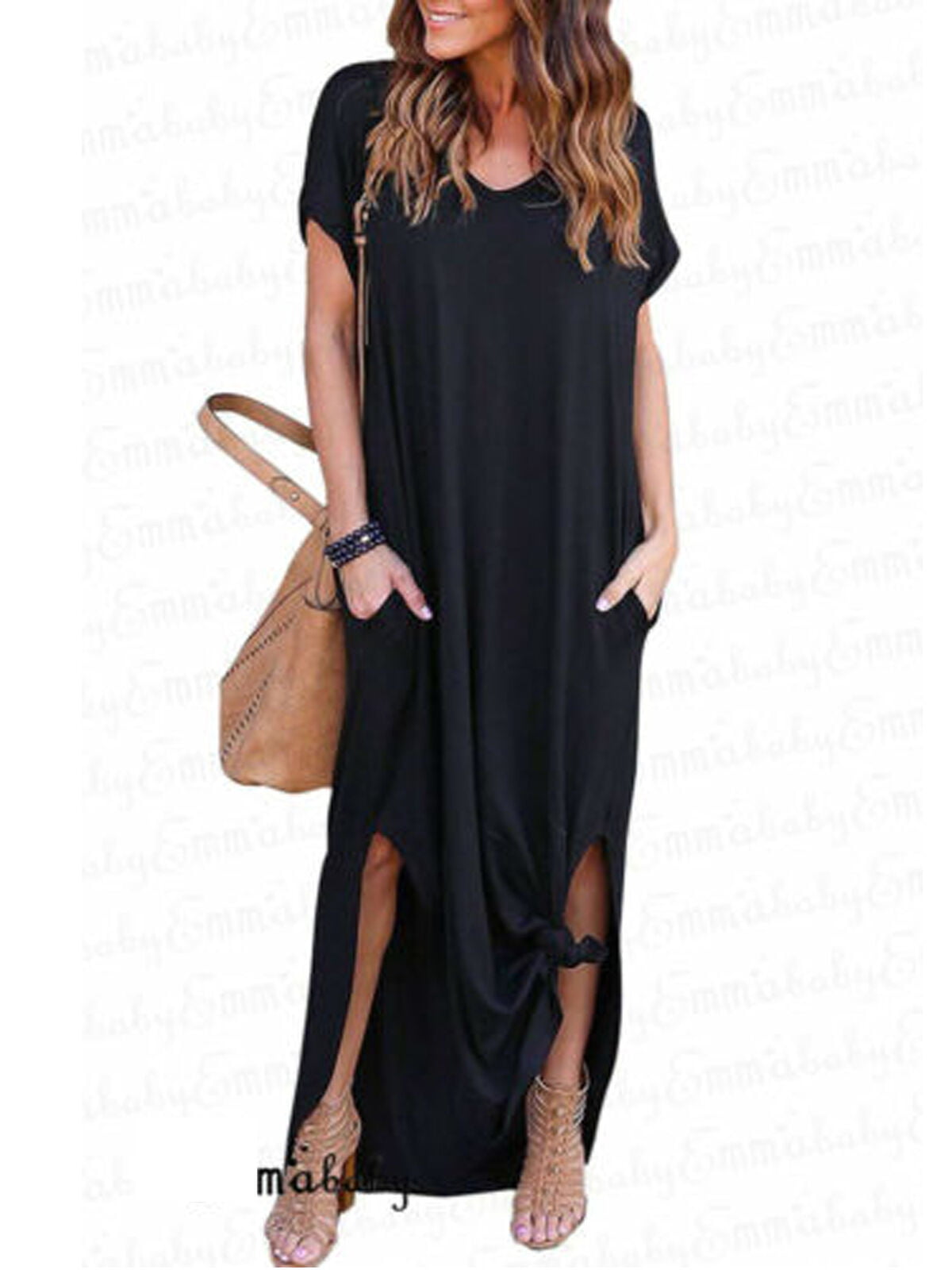 Women's Summer Long Maxi Dress Short Sleeve Casual Loose Evening Party  Dresses - Walmart.com