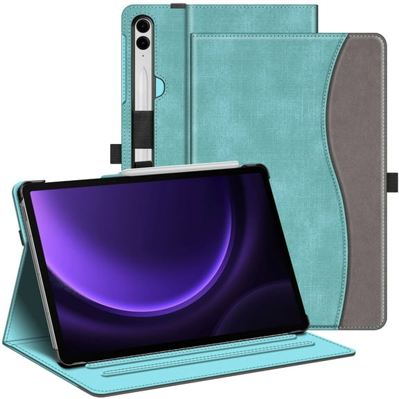 Fintie Case for Samsung Galaxy Tab S10 Plus 2024/ Tab S9 Plus 2023 12.4 Inch with S Pen Holder, Multi-Angle Viewing Protective Cover with Pocket, Auto Sleep/Wake, Turquoise