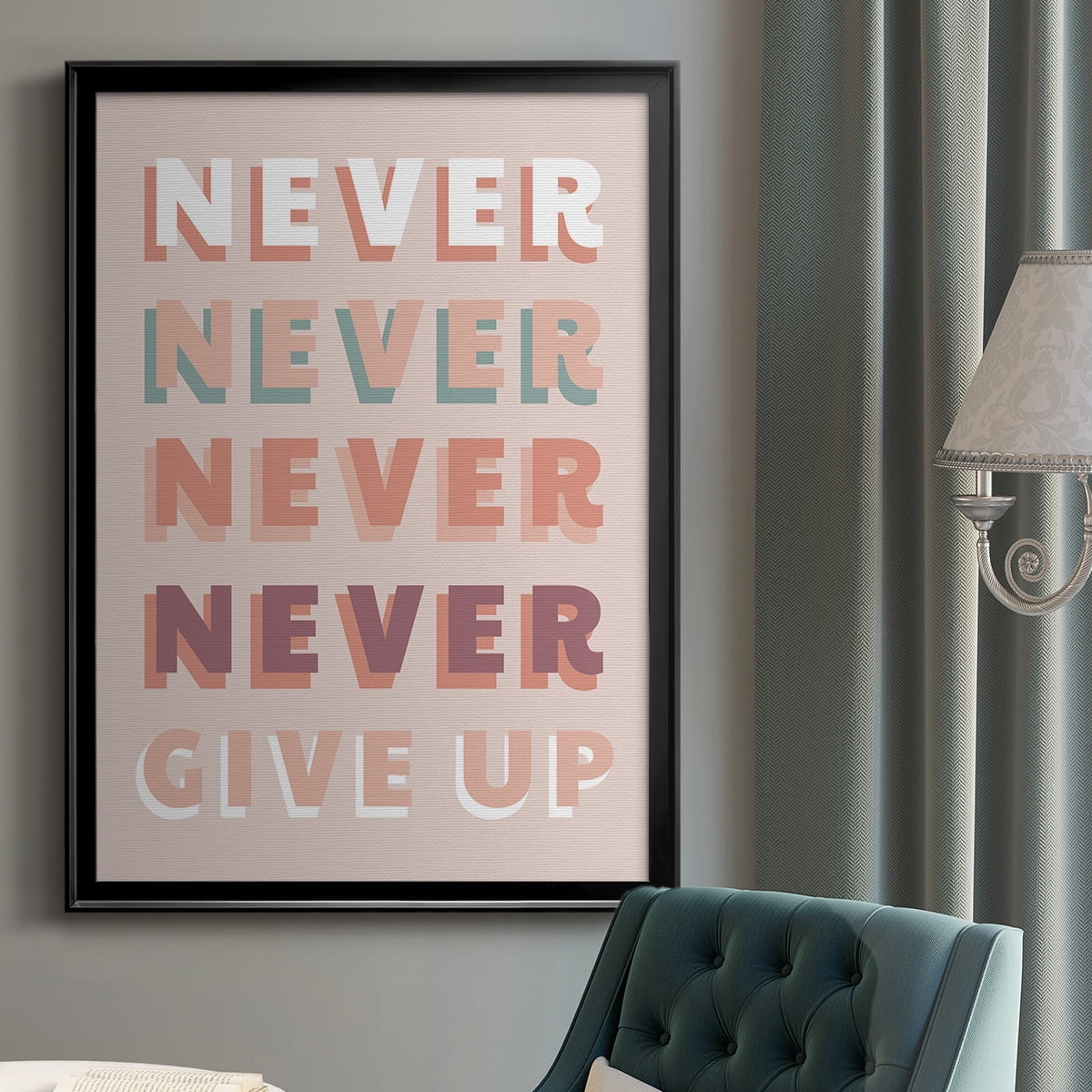 Never Give Up Premium Framed Print - Ready to Hang