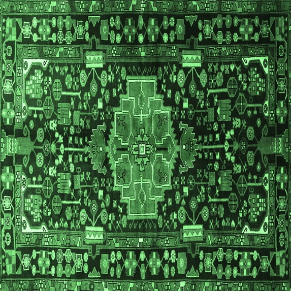 Ahgly Company Indoor Square Persian Emerald Green Traditional Area Rugs, 5' Square
