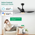thumbnail image 3 of Noaman 42" Smart Ceiling Fan with Lights, Remote & Voice Control via Alexa/Google, Silent DC Motor, 6-Speed, Dimmable Color-Changing LED, Indoor/Outdoor Use, Black, 3 of 7