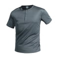 thumbnail image 4 of Yaoyar Mens Muscle Slim Henley Shirts Crewneck Longline T-Shirt Solid Color Gym Workout Athletic Shirt Tees with Button, 4 of 8