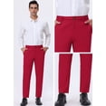 thumbnail image 4 of INSPIRE CHIC Pantalon Habillé Rouge pour Homme Coupe Droite Couleur Unie devant Plat Pantalon Chino 30, 4 of 5