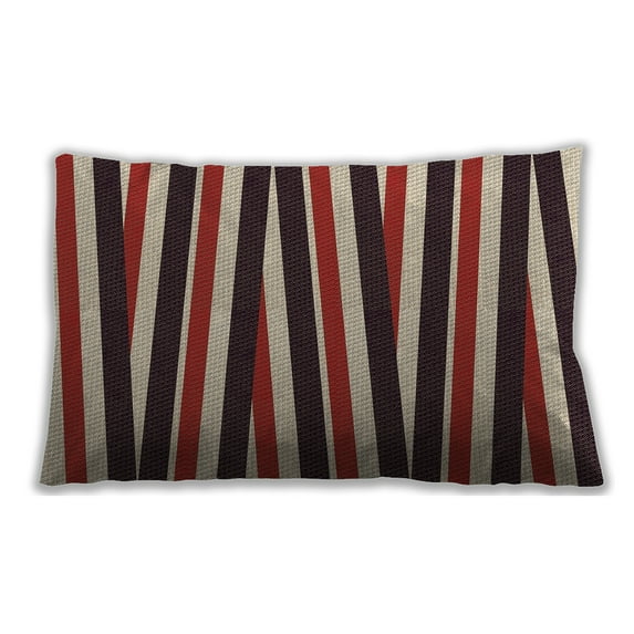 Ahgly Company Patterned Outdoor Rectangular Burgundy Red Lumbar Throw Pillow, 13 inch by 19 inch