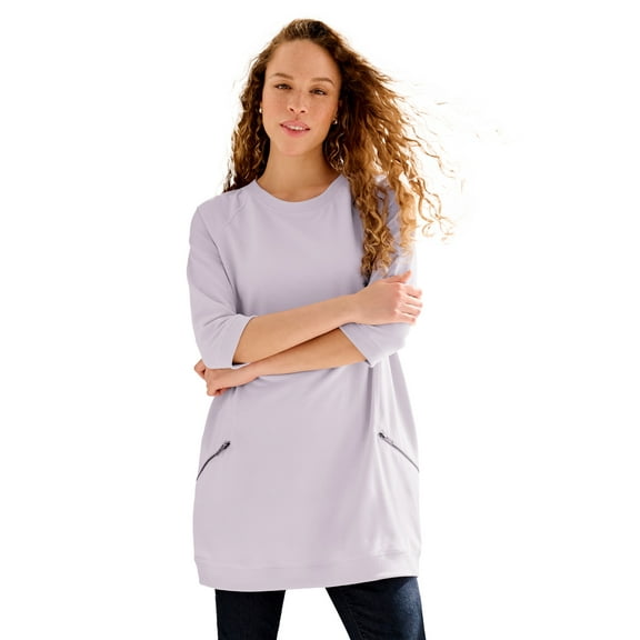 ellos Plus Size French Terry Zip Pocket Tunic