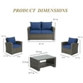thumbnail image 2 of Gasee Wicker Patio Furniture Set, 4 Piece Outdoor Sectional Conversation Sets, Gray PE Rattan Patio Sofa Set for Balcony, Porch, Backyard, Blue, 2 of 10