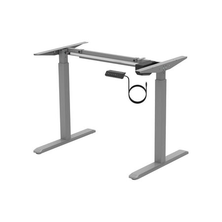 Monoprice Height Adjustable Sit-Stand Riser Table Desk Frame - Grey With Electric Single Motor Compatible With Desktops From 39in-63in Wide
